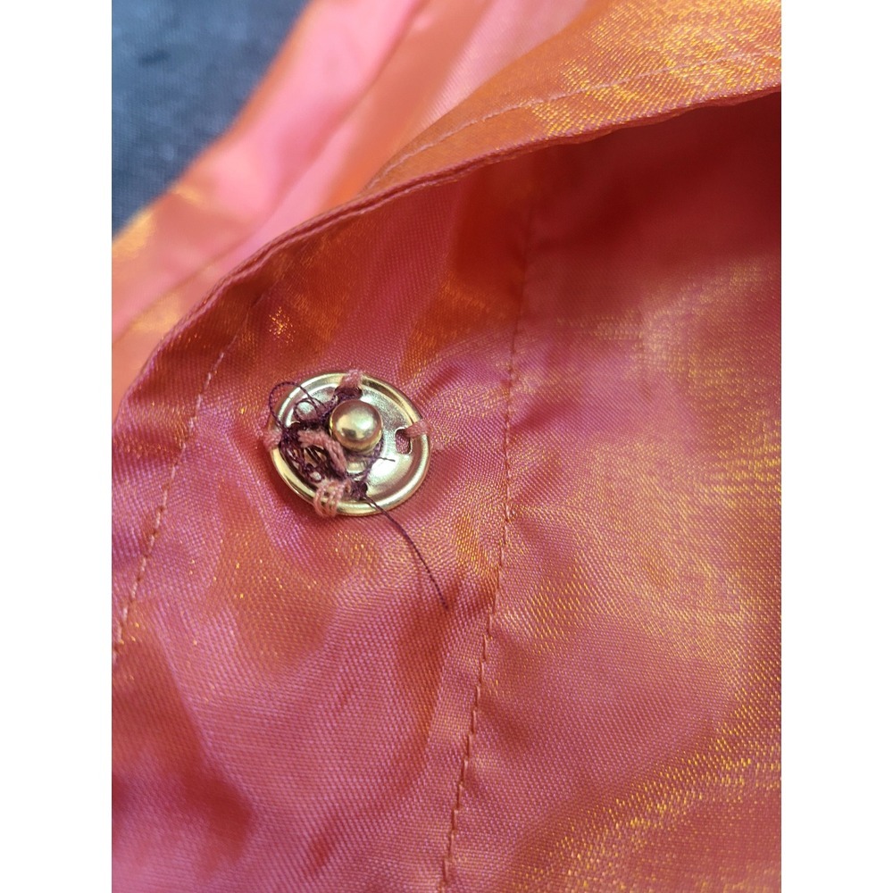 UBU 90's Y2K Metallic Orange Yellow Shift Shiny Mid Length Light Trench Coat M - Picture 9 of 15